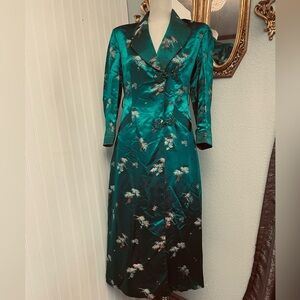 Vintage 50s oriental satin brocade hostess robe dress size 34 (XS/S)